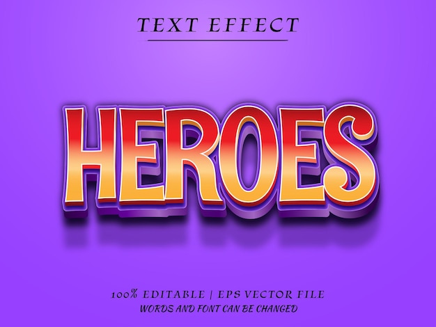 Heroes 3D Editable Text Effect Text mockup