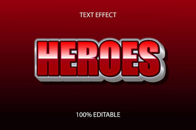 Heroes color red silver editable text effect