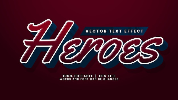 Heroes editable 3d text effect with super and power text style