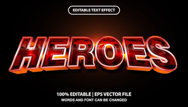 Heroes editable text effect template, movie title font style