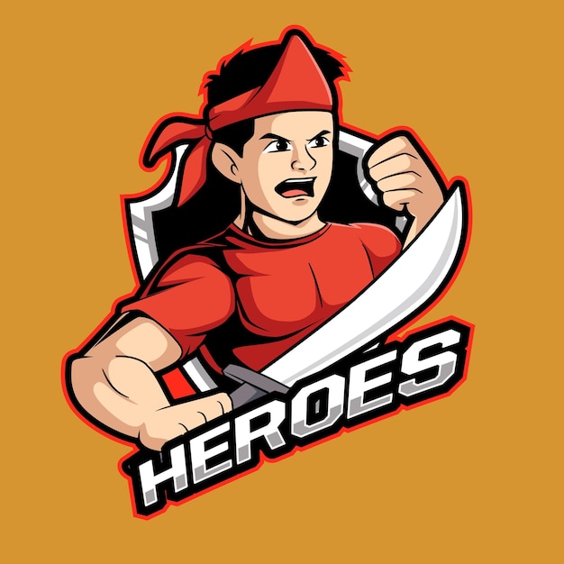 Heroes fighter mascot logo cartoon vector illustration