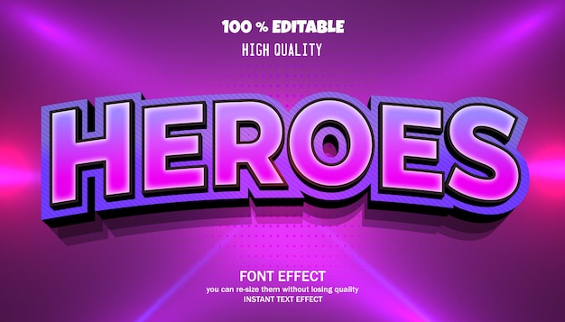 Heroes text effect, editable font