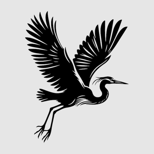 Heron bird silhouette vector illustration