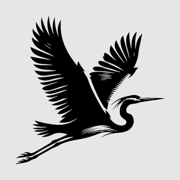 Heron bird silhouette vector illustration