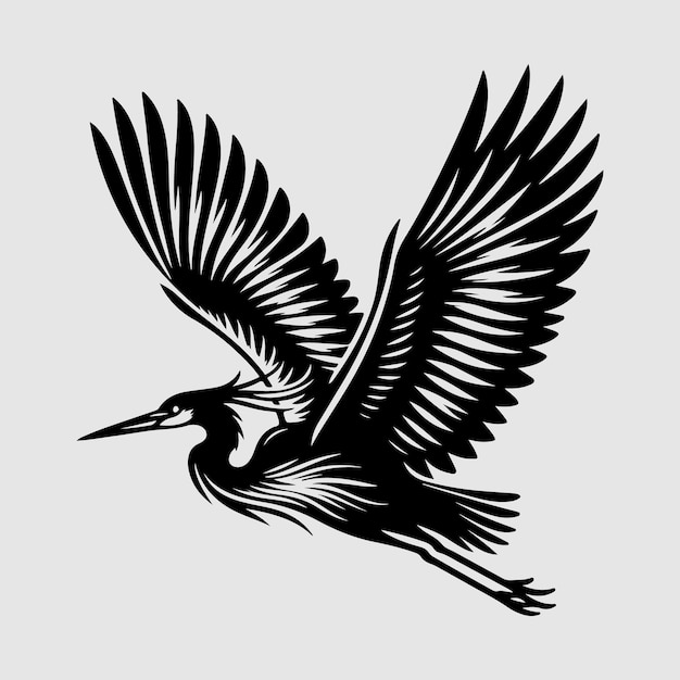 Heron bird silhouette vector illustration