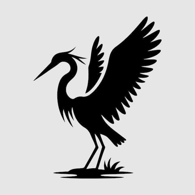 Heron bird silhouette vector illustration