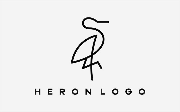 Heron logo icon design flat vector line art simple