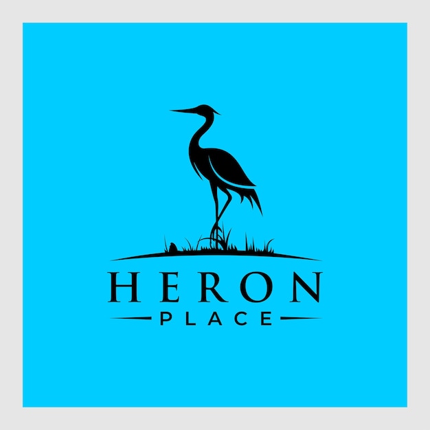 Vector heron logo inspiration. silhouette animal design template. vector illustration