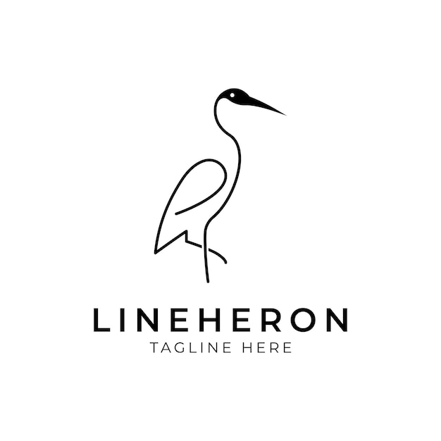 Heron logo line art monoline outline design vector illustration