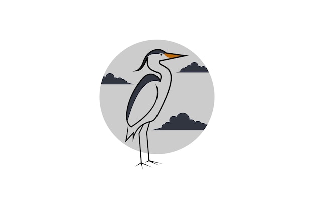 Vector heron outline design vector illustration line art heron logo design