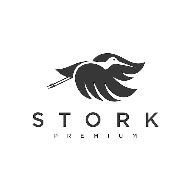 Vector heron or stork logo icon design template flat vector