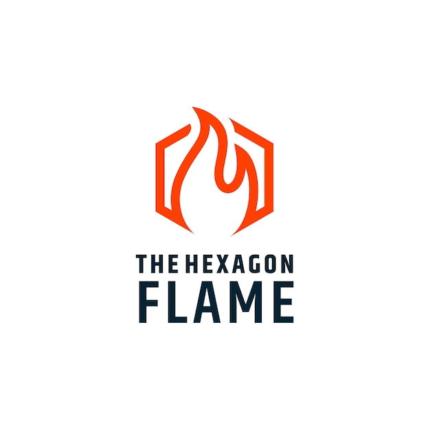 Hexagon Blaze Fire Flame symbol for Gas Fuel Energy logo design