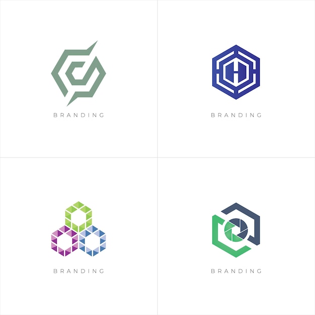 Hexagon Digital Marketing Trading Networking Vector Logo Concept