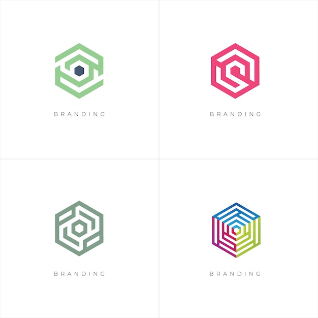 Hexagon Digital Marketing Trading Networking Vector Logo Concept