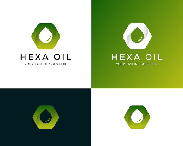 Hexagon drops pure oil logo vector image