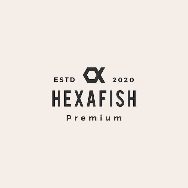 Vector hexagon fish hipster vintage logo icon illustration