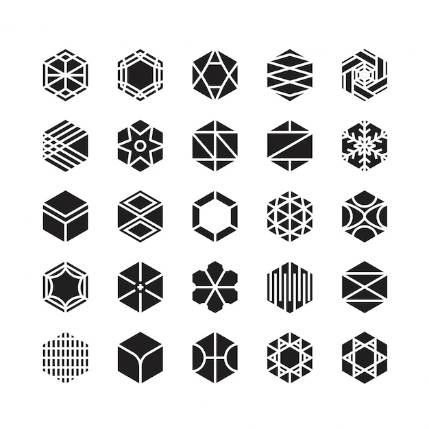 hexagon geometric vector icon 