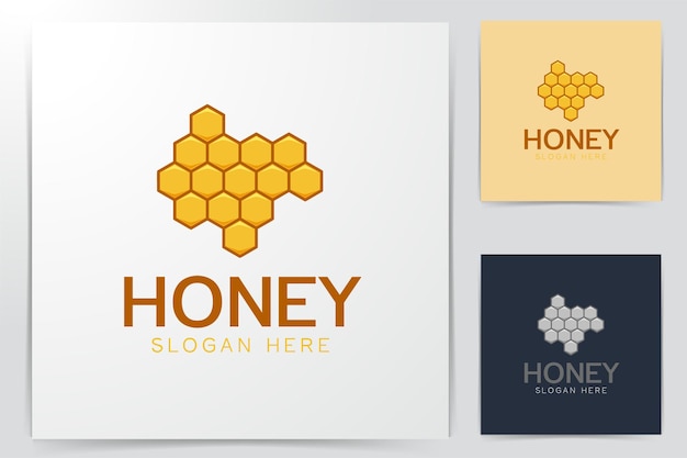 Hexagon honey logo Ideas. Inspiration logo design. Template Vector Illustration. Isolated On White Background