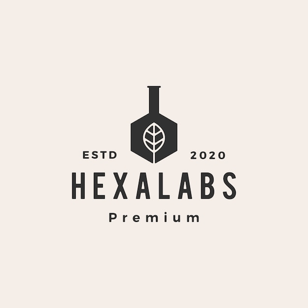 Hexagon leaf lab labs hipster vintage logo  icon illustration