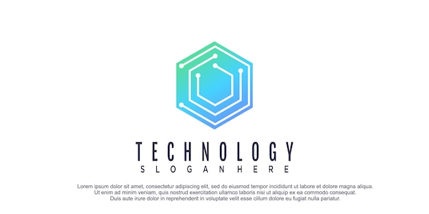 Hexagon logo with technology design concept