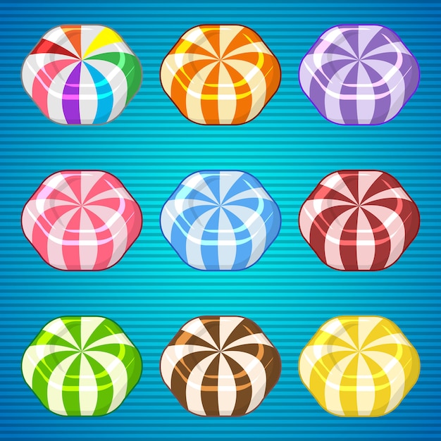 Hexagon lollypop candy colorful for match 3 game cute style.