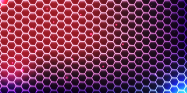 Hexagon neon abstract background