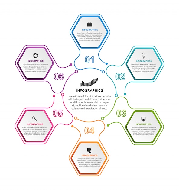 Hexagon options infographics elements