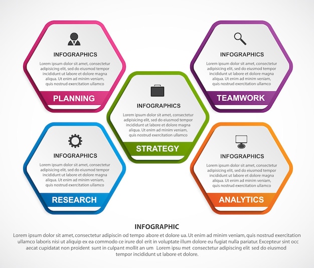 Hexagon options infographics template Infographics for business presentations