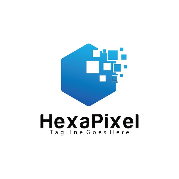 Hexagon Pixel logo design template