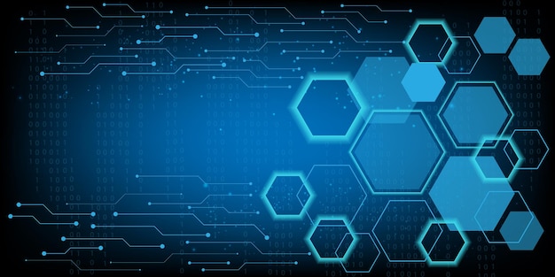 Hexagon security Electronic for safety with  hologram vector concept for future technology element