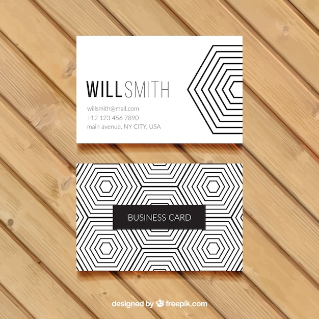 Hexagonal business card in black and white