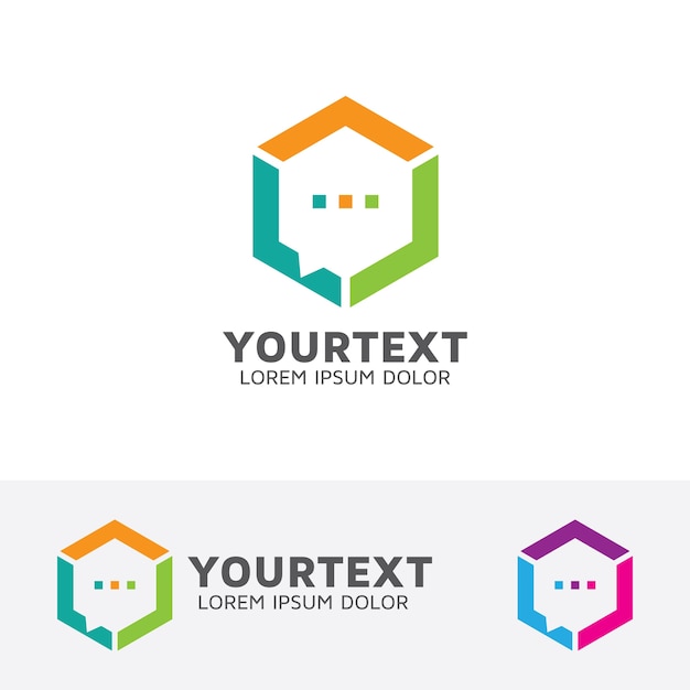 Hexagonal communication vector logo template