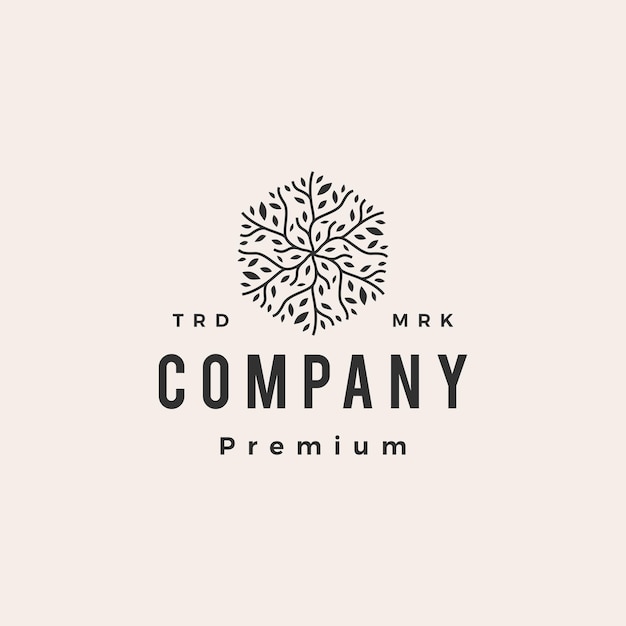 Hexagonal tree branch hipster vintage logo template