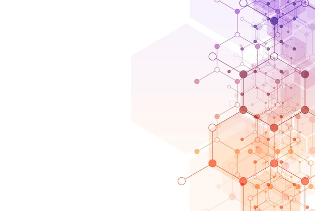 Hexagons pattern background. Genetic research molecular structure. Chemical engineering