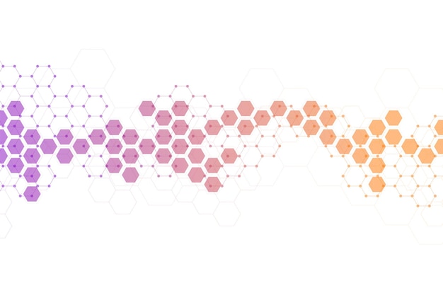 Vector hexagons pattern background. genetic research molecular structure. chemical engineering