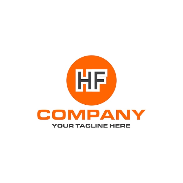 HF letter rounded shape logo design