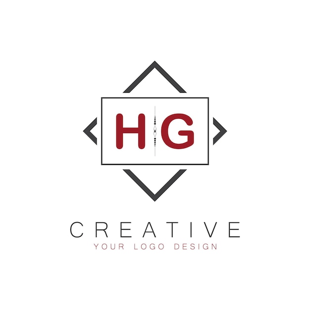 Vector hg initial monogram logo with creative square style design