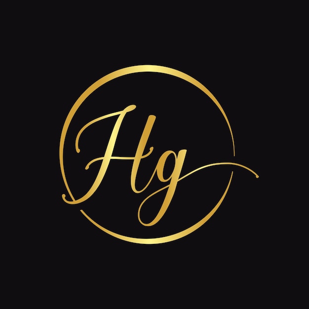 HG Script Logo Design Vector Template Initial Calligraphy Letter HG Vector Illustration