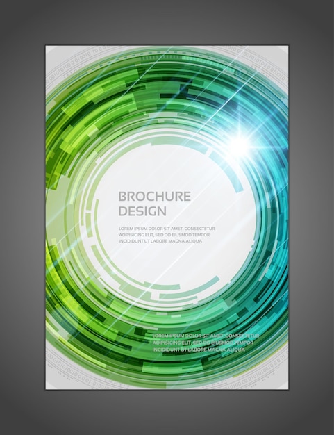 Hi tech green circle geometric innovation dynamic flow brochure booklet set design template vector