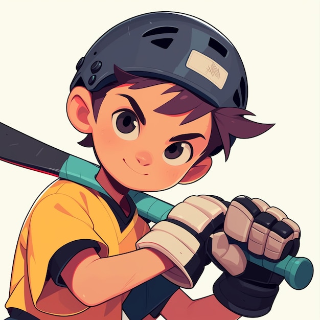 A Hialeah boy goes street hockey in cartoon style