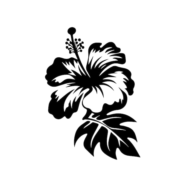 hibiscus black and white vector template set for cutting and printing