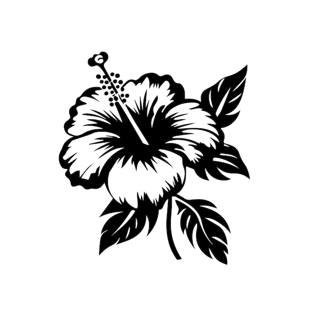 hibiscus black and white vector template set for cutting and printing