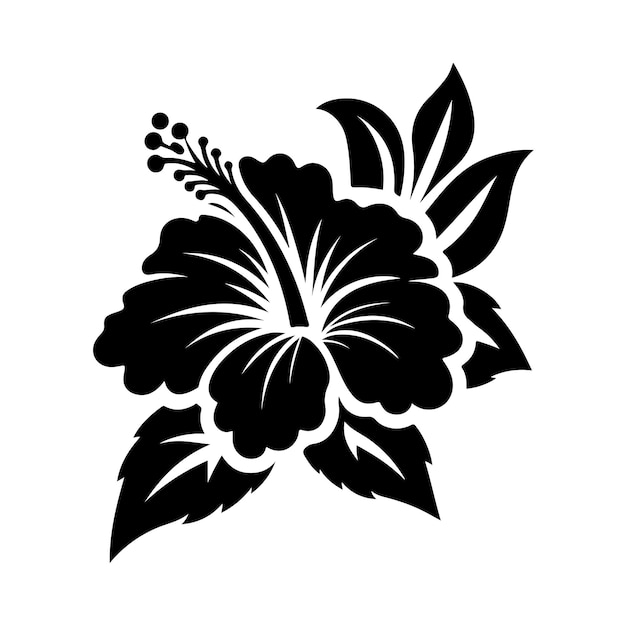 Vector hibiscus flower icon hibiscus flower logo silhouette vector design template