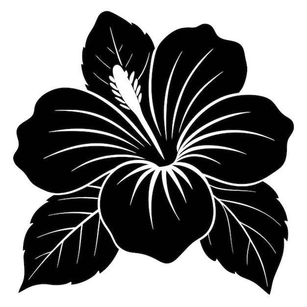 Vector hibiscus flower silhouette vector illustration