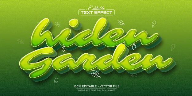 Hiden garden green 3d text effect editable