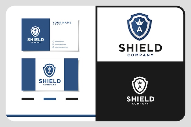 hield Secure Safe Secret Strong Smart logo with initial and royal crown design vector business card