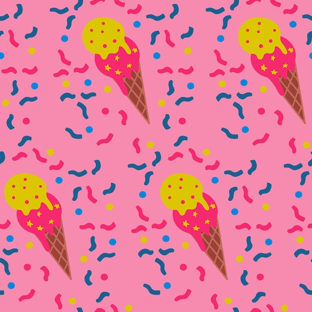 High contrast seamless pattern with ice cream