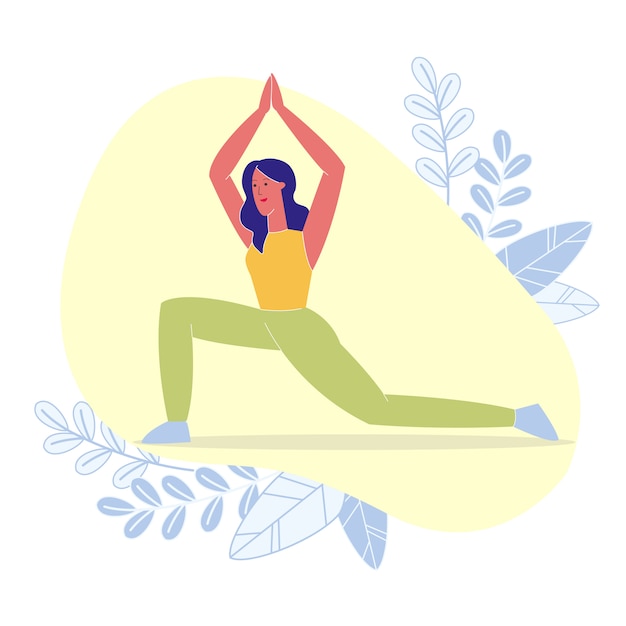 High Crescent Lunge Pose Flat Vector Illustration