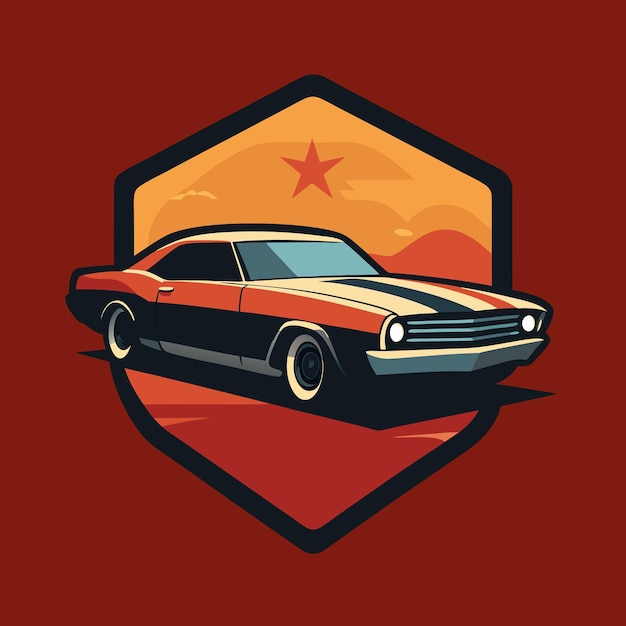 Vector high detail muscle car sticker design