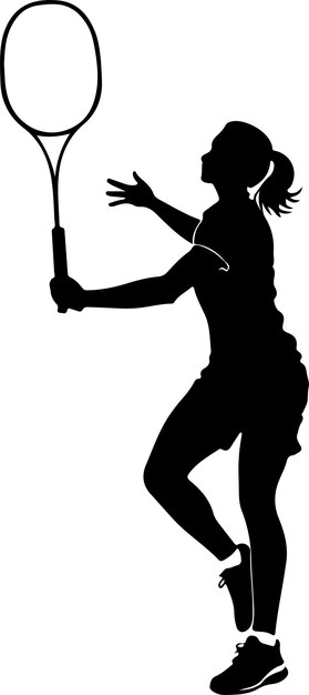 High details of badminton player silhouette vector black color silhouette